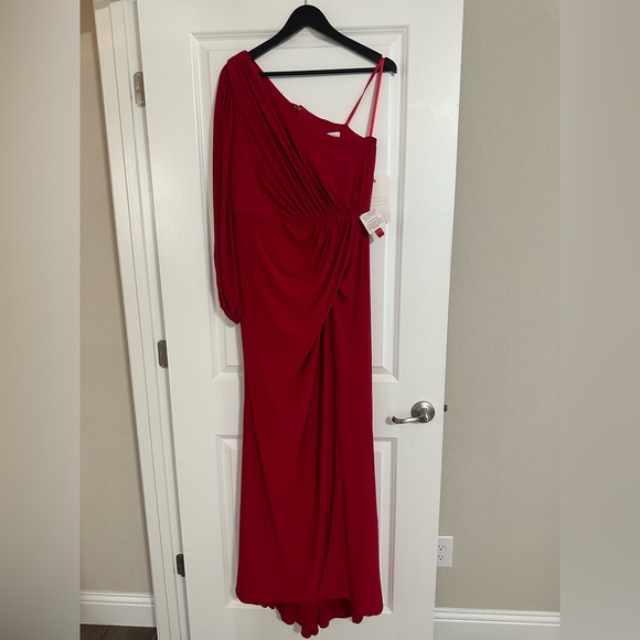 Mac Duggal One Shoulder Puff Sleeve Faux Gown style 67879 - Picture 5 of 5